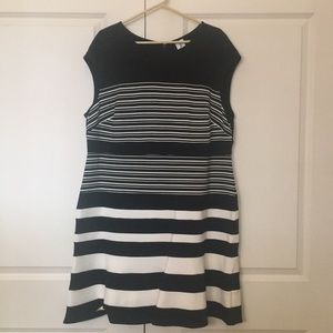 Black and White Stripped A-line Dress